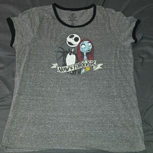 Torrid Disney Nightmare Before Christmas Jack And Sally Gray Ringer Tee Size 2